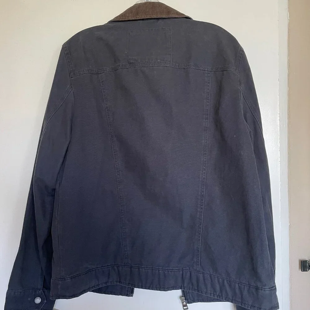 Levi's Men's Canvas Utility Jacket - Blue w/ Brown Corduroy Collar (Small) - Picture 4 of 8